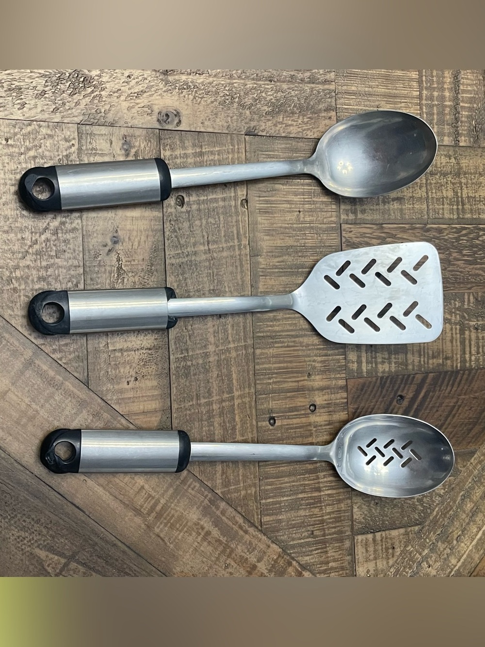 Hoffritz Stainless Steel Kitchen Serving Spoons and Slotted Turner - Silver